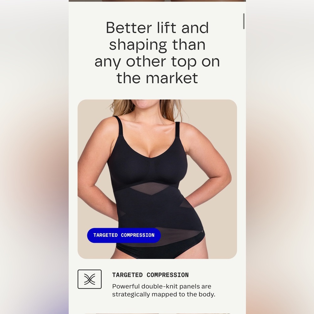 Honeylove LiftWear Cami in black, built-in, wireless bra, compression, L - Picture 4 of 12